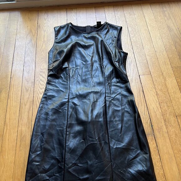 House Of Harlow 1960 Size L Black Faux Leather Sleeveless Slit Midi Dress - Picture 8 of 12